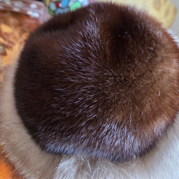Stunning Real Fur Hat Mink & Crystal Fox - Picture 7 of 11